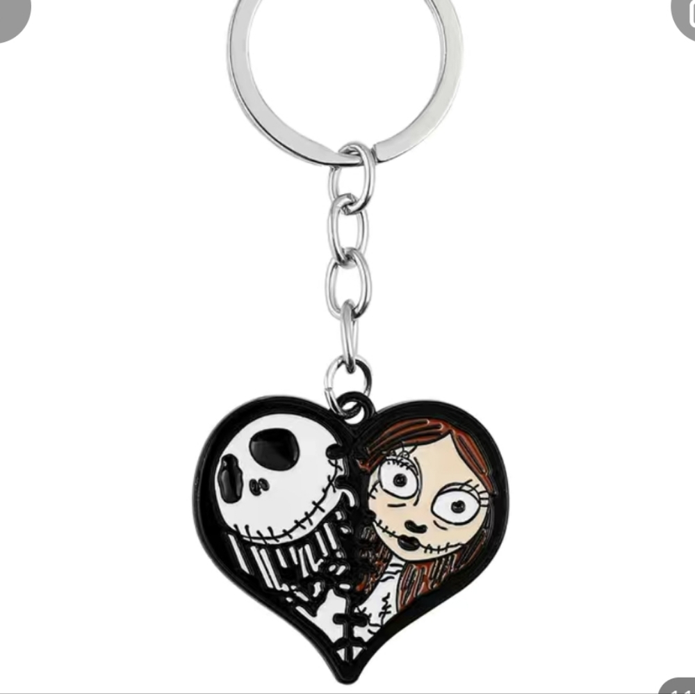 🎁 Jack and Sally nightmare before Christmas keychain NWT